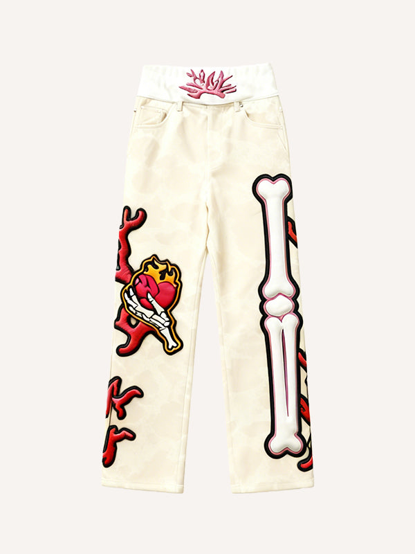 Hooded skull print stylish all-season trousers