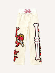 Hooded skull print stylish all-season trousers