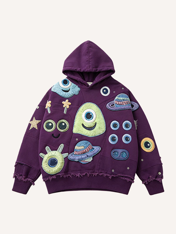 Cute patchwork one-eyed monster fashion sweatshirt
