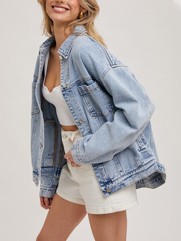Celebrity-endorsed washed denim jacket for all seasons