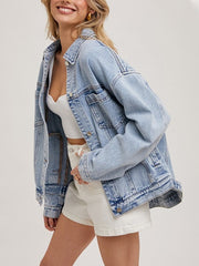 Celebrity-endorsed washed denim jacket for all seasons