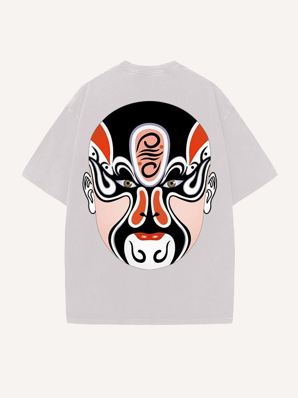 Chinese opera mask hand-painted personalized short-sleeved T-shirt