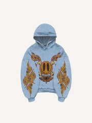 Smiley Face&Skeleton&Graphic Print Slant Pockets Hoodie