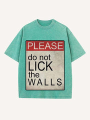 Distressed Washed Letter Print Round Neck T-shirt