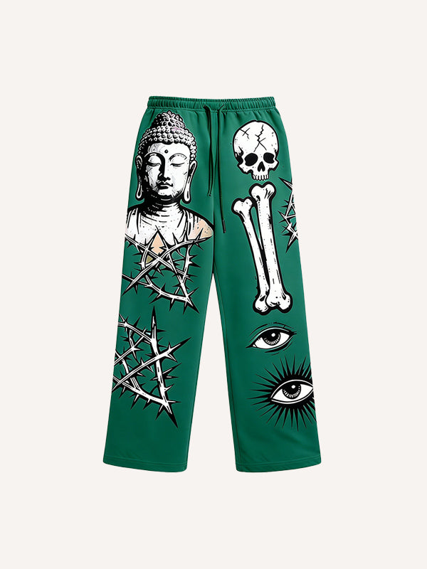Buddha is salvation of all things printed fashion trousers