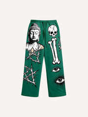 Buddha is salvation of all things printed fashion trousers