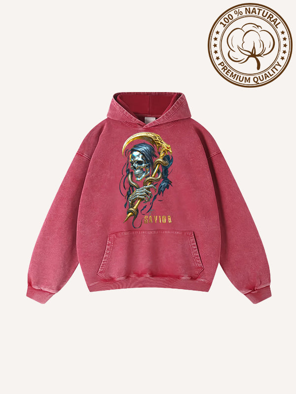The Grim Reaper's scythe is a pure gold pure cotton printed sweatshirt