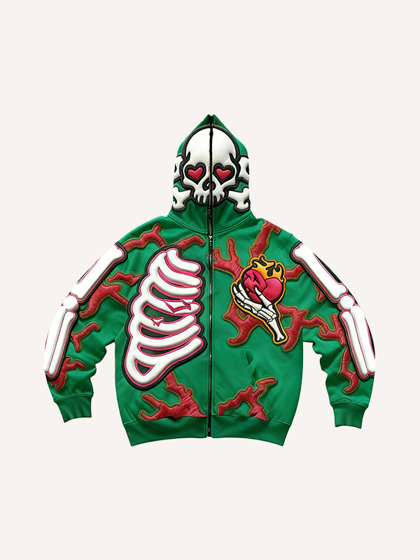 Hooded Skull Print Sweatshirt - Stylish All-Season