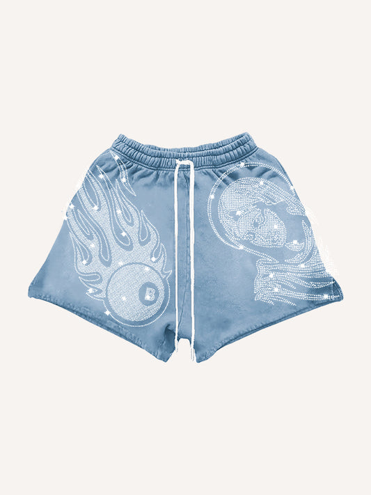 Our Lady  Hand of Faith rhinestone shorts