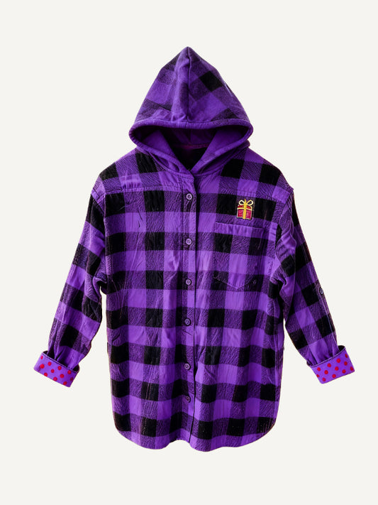 Christmas season hooded plaid shirt