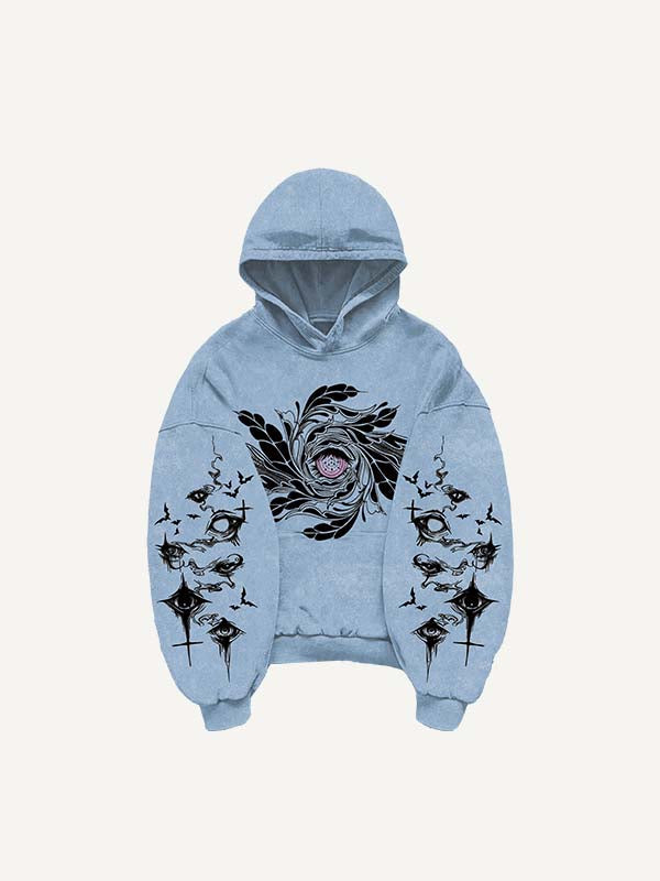 Figure&Eye&Graphic Print Slant Pockets Hoodie