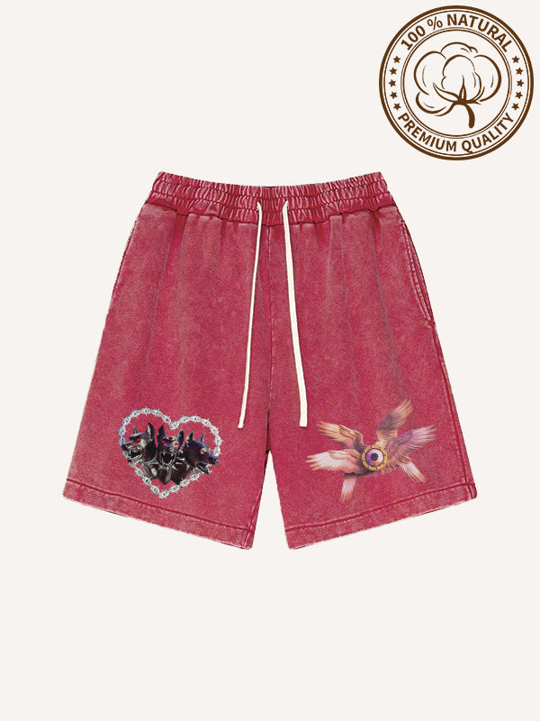 One thought can lead to hell another to heaven Water-washed shorts