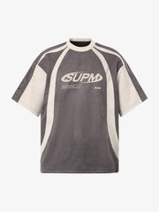 Jersey Deconstructed Contrast Color Stitching Print T-shirt