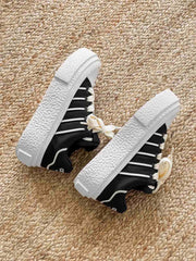 Round Toe Stripe Detail Platform Sneakers