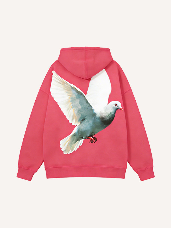 Stylish and peaceful dove soaring with outstretched wings hooded sweatshirt