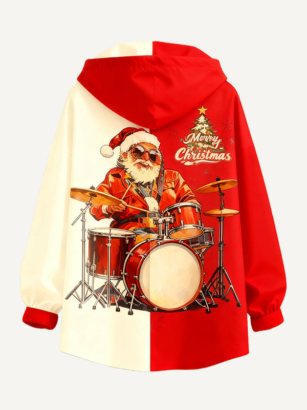 Crazy Rock Disco Santa Claus Helps You Wear a Hoodie