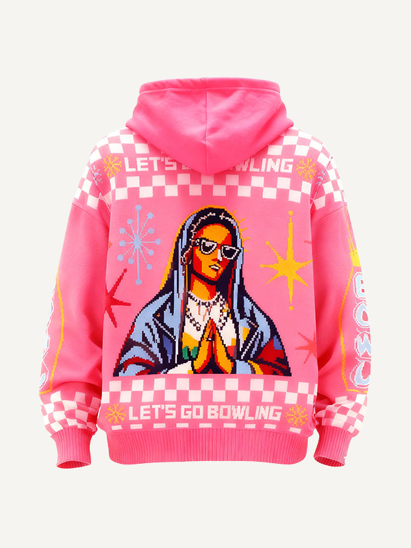 Watching Christ DJing Virgin Mary multicolored humorous sweatshirt