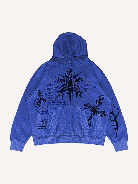 Kapuzenpullover mit Figure&amp;Wing-Grafikdruck und schrägen Taschen 