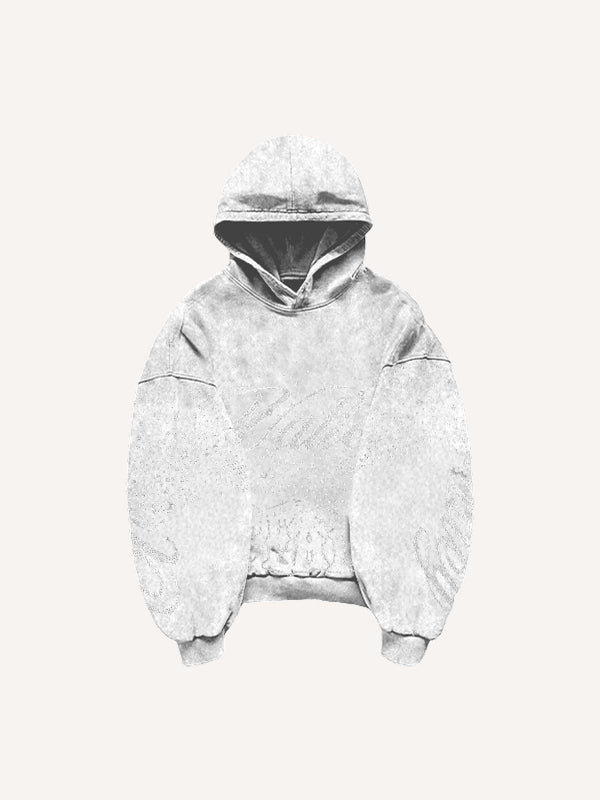 Retro distressed double hooded sweatshirt