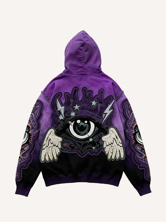 Flying Eye of Truth or God's Eye Gradient Hooded Sweatshirt