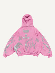 Rhinestone Heavy Industrial Light Luxury Hooded Sweatshirt