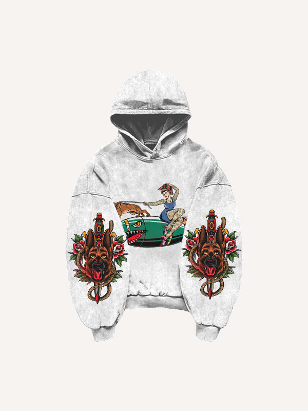 Creative Sexy Retro Girl Bomb Print Sweatshirt