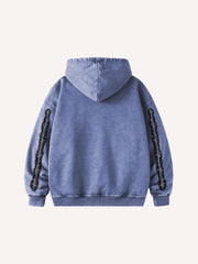 Pure cotton printed patchwork heart-shaped sweatshirt