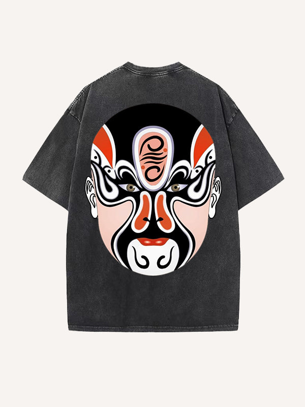 Chinese opera mask hand-painted personalized short-sleeved T-shirt