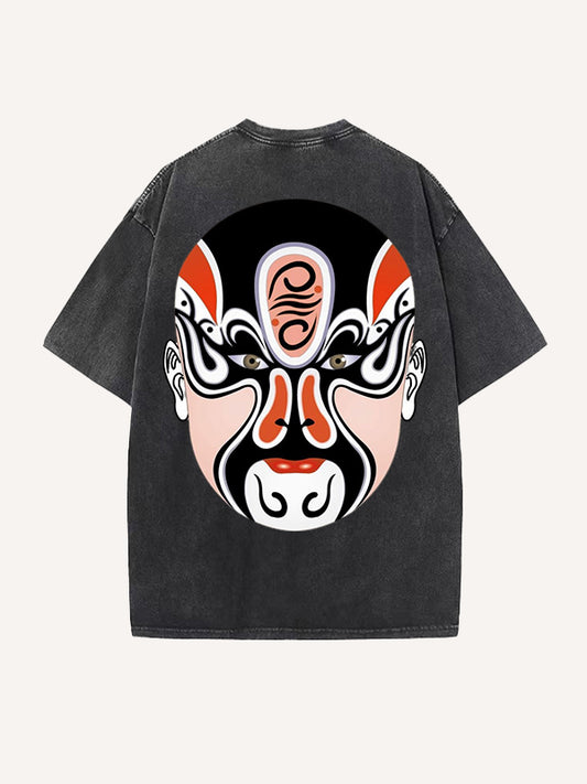 Chinese opera mask hand-painted personalized short-sleeved T-shirt