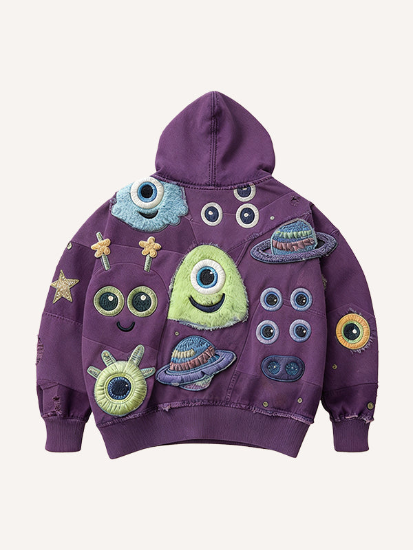 Cute patchwork one-eyed monster fashion sweatshirt