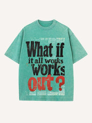 Distressed Washed Letter Print Round Neck T-shirt