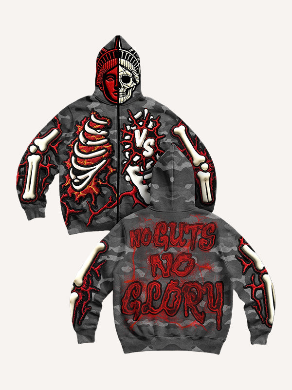 Two-tone skull cool goddess high-definition printed sweatshirt