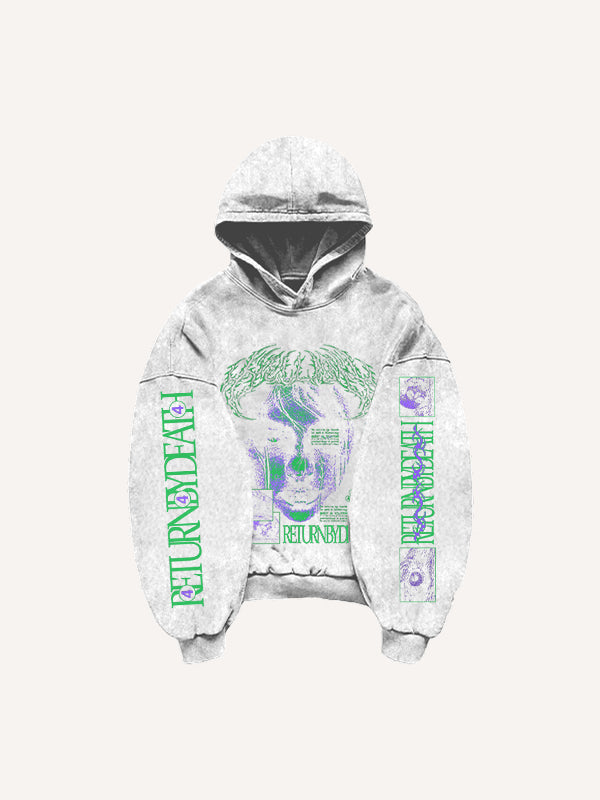 Cyber Art Textured Hand-Painted Print Sweatshirt