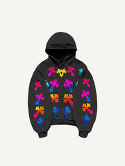 Gradient Shiny Crew Neck Knitted Print Sweatshirt