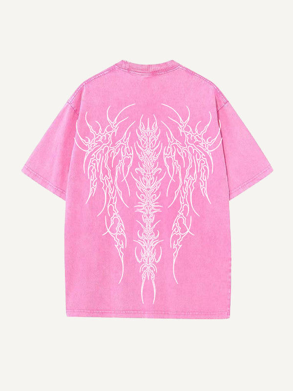 Retro dark style printed double-sided short sleeves