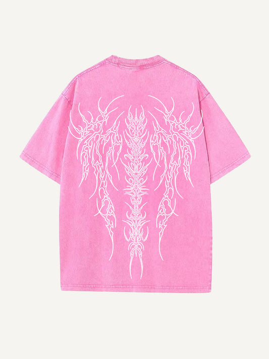 Retro dark style printed double-sided short sleeves