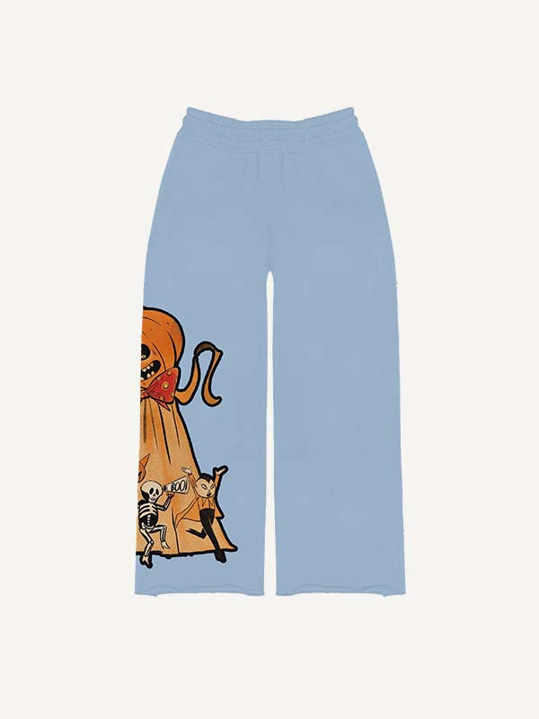 Halloween Ghost Graphic Animal Print Elastic Waist Pants