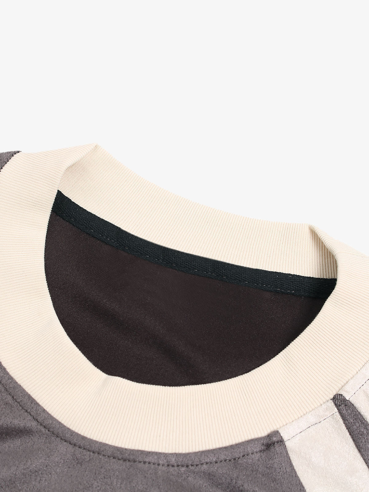 Jersey Deconstructed Contrast Color Stitching Print T-shirt
