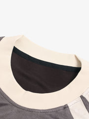 Jersey Deconstructed Contrast Color Stitching Print T-shirt