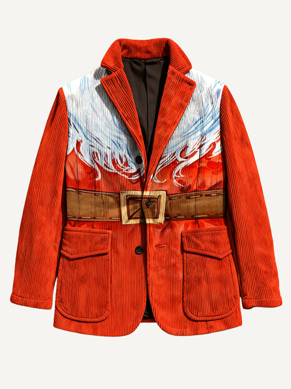 Merry Christmas! Multi-colored Snowflake Print Corduroy Suit