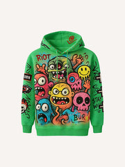 Invincible Monster Battle Warm Printed Hoodie