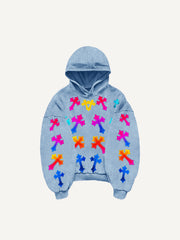 Gradient Shiny Crew Neck Knitted Print Sweatshirt