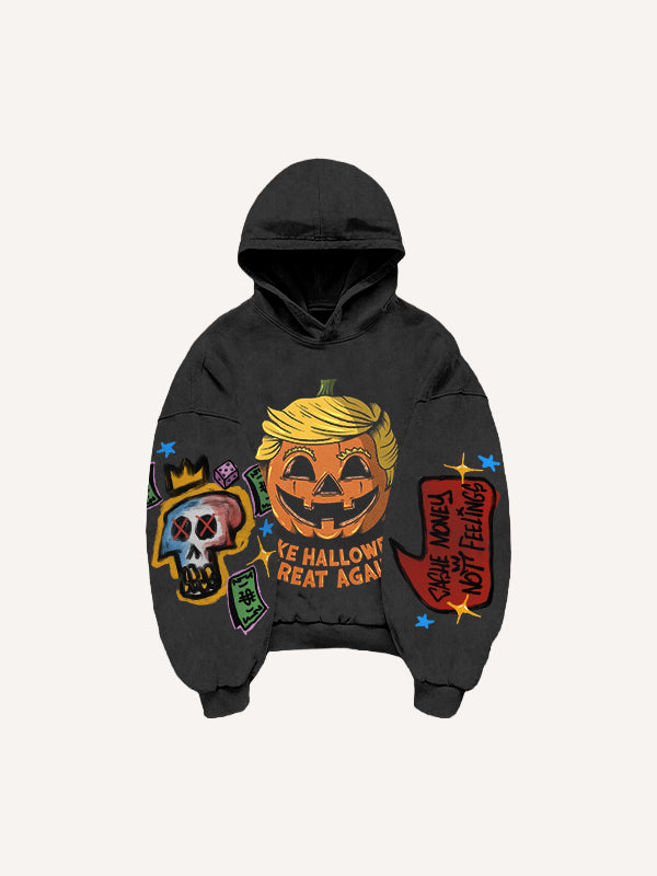 Halloween pumpkin head funny print fashion sweatshirt