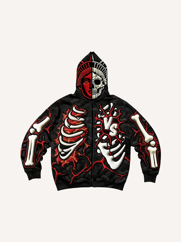 Two-tone skull cool goddess high-definition printed sweatshirt