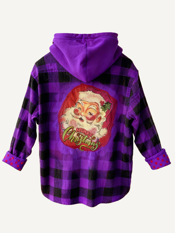 Christmas season hooded plaid shirt