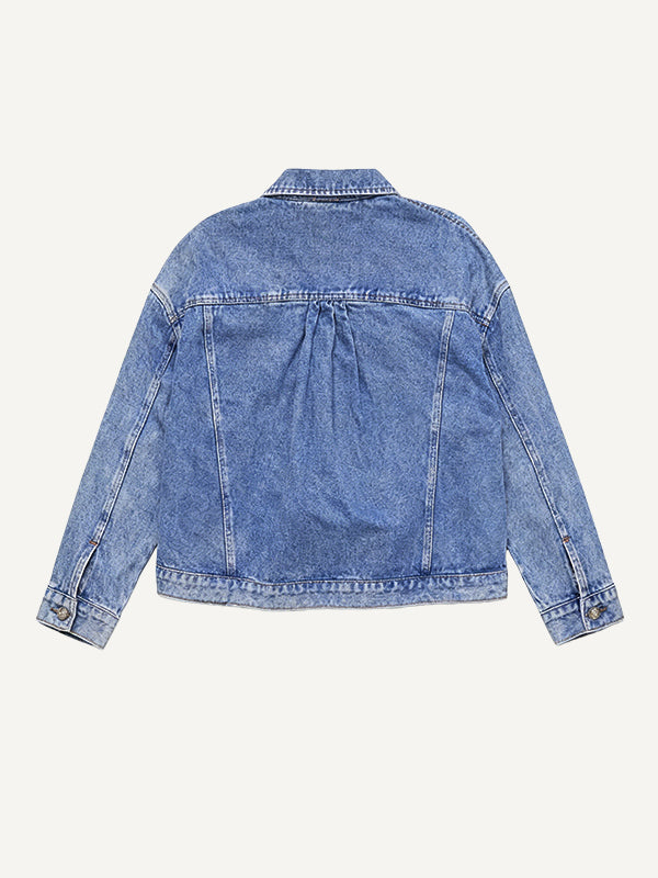 Celebrity-endorsed washed denim jacket for all seasons
