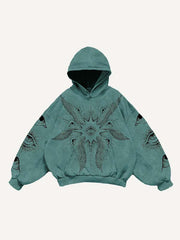 Wing&Eye&Graphic Print Slant Pockets Hoodie