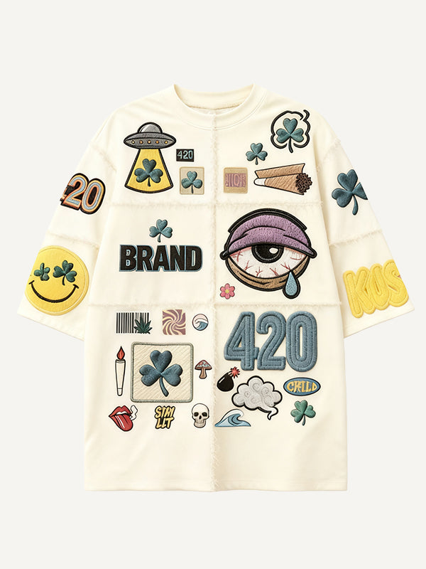 Stylish Christmas T-shirts for all seasons with patchwork prints in various patterns