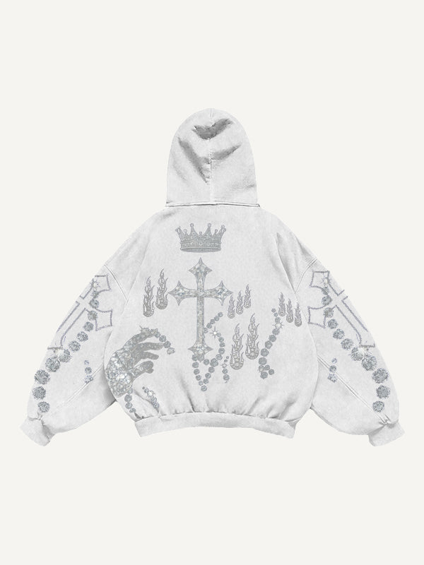 Rhinestone Heavy Industrial Light Luxury Hooded Sweatshirt