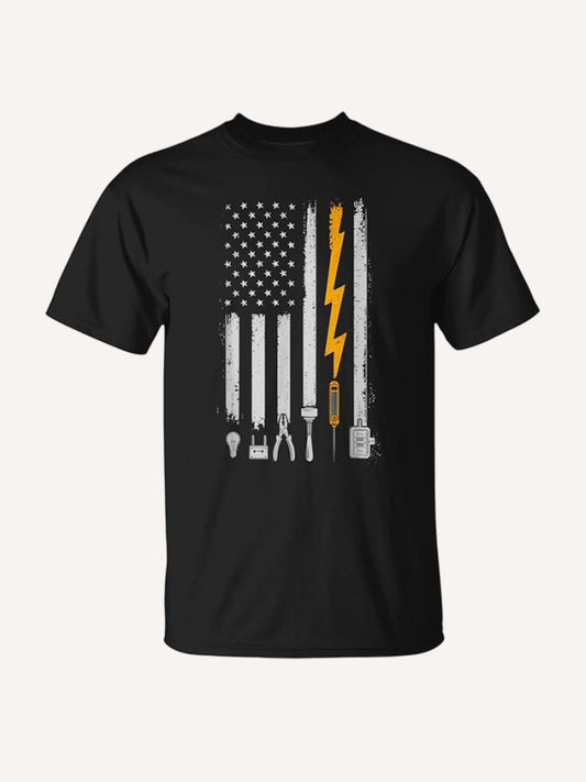 Vintage Electrician Usa Flag Tools Engineer Lineman Mens T-Shirt